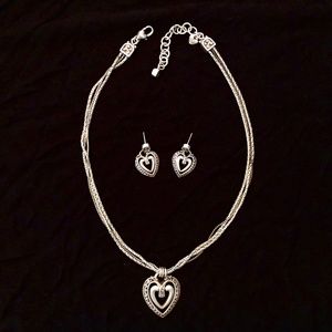 Brighton Ellington Heart Necklace and Earrings